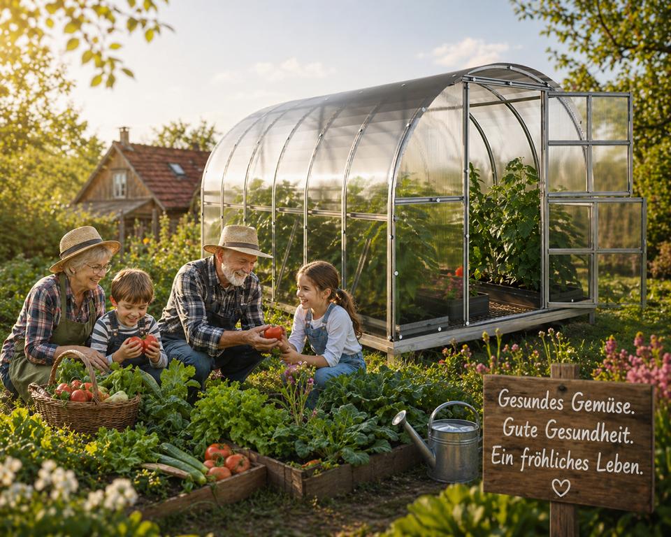 Polycarbonat Gewächshaus mit verzinktem Stahlrahmen im Garten - IN-MO Klassiker STANDARD