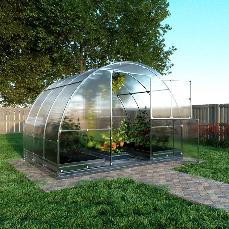 Gewächshaus Tube – Rundbogen, Vierkantrohr 20×20 mm, Polycarbonat 4/6 mm