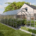 Gewächshaus Haus aus Polycarbonat und verzinktem Stahl 6-7 Meter Tiefe