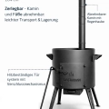 Kazan Ofen mit Abzugsrohr & Ascheschublade (Ø 36 - 49 cm)