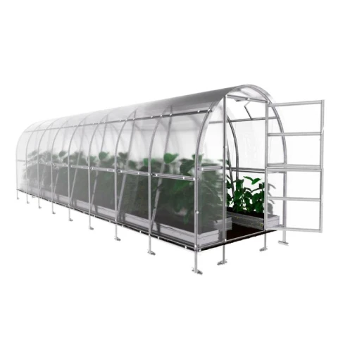 Kompaktes Rundbogen Gewächshaus 2x8 m - 6 mm Polycarbonat | SLIM