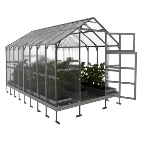 Gewächshaus KLASSIKER HAUS 12 m² aus 6 mm Polycarbonat mit automatischem Fensteröffner