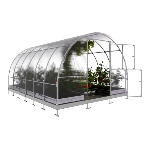 Gewächshaus 3x4 m aus Polycarbonat - 6 mm, Stahlrahmen & Fundament | Klassiker TUBE AUTO