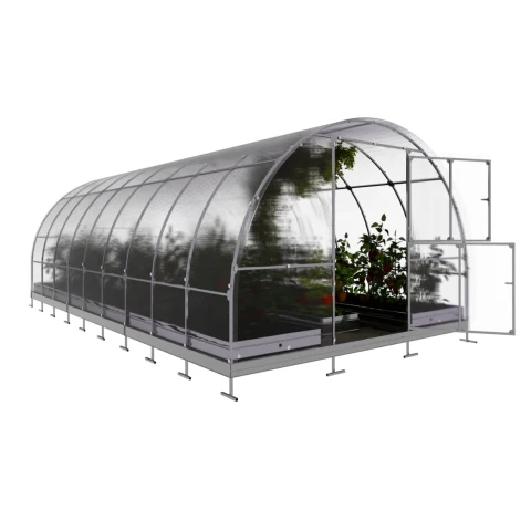 Gewächshaus 3x6 m aus Polycarbonat - 6 mm, Stahlrahmen & Fundament | Klassiker TUBE AUTO