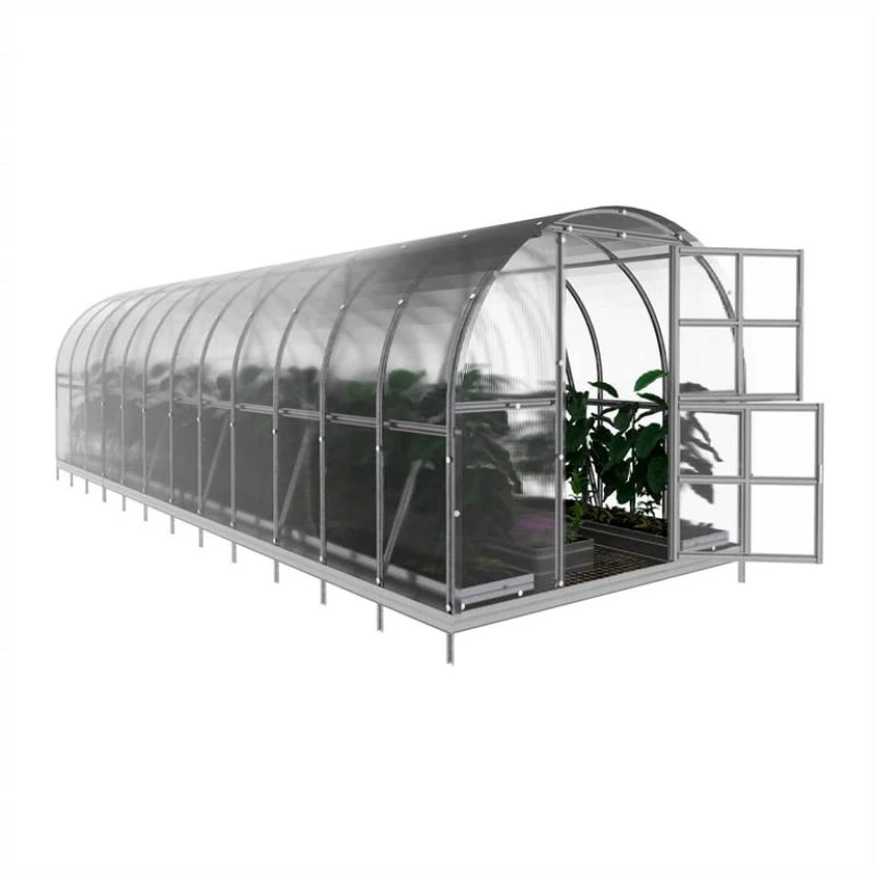 Rundbogen Gewächshaus Klassiker aus Polycarbonat 4/6 mm mit Fundamentrahmen 3x8 m