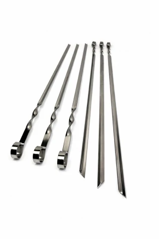 Grillspieße Edelstahl 60 cm Set 6 Stück - Schaschlik Spieße rostfrei & spülmaschinenfest