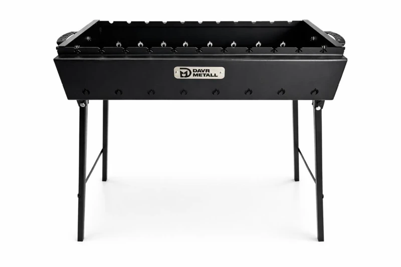 Mangal Grill kaufen - 70-90 cm klappbar aus 2 mm Stahl für 11 Spieße